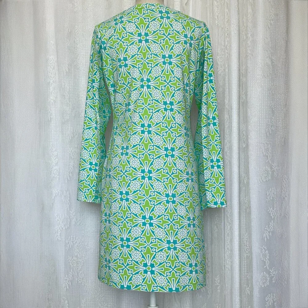 Ibkul Women's Golf Dress Medium Green Blue Active Long Sleeve Mesh Knee Length - Picture 3 of 7